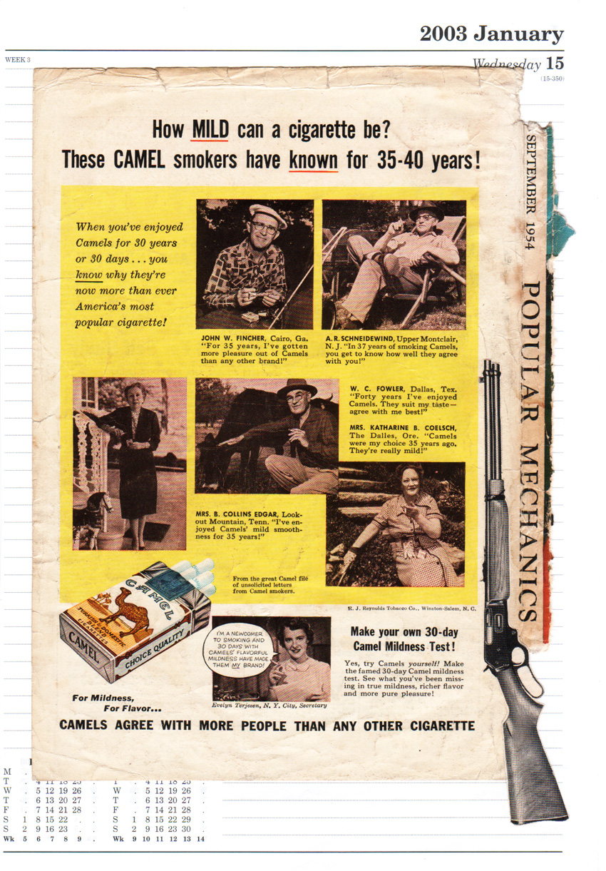 Cigarette & Gun, Collage on paper